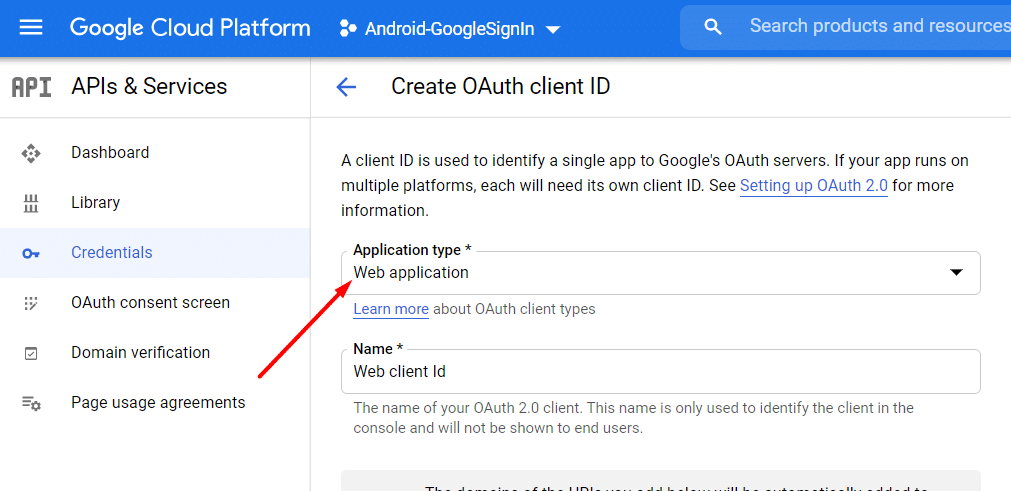 Web OAuth client ID